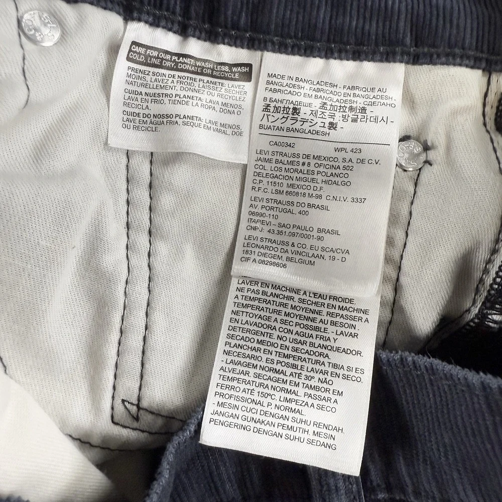 Levis 514 Jeans Corduroy Pants Men 33x32 Black Straight Leg Casual Winter Preppy